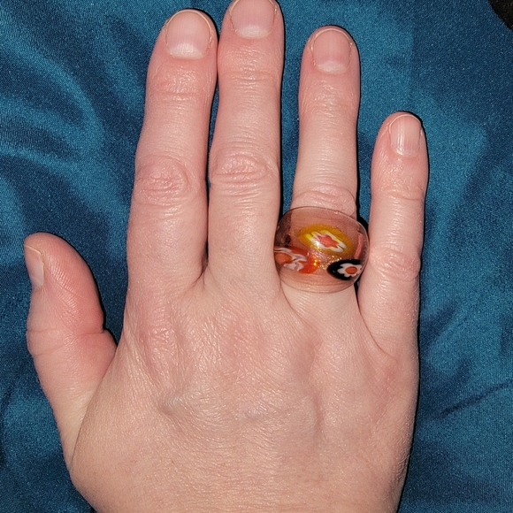 NEW Elegant Floral Murano Glass Ring - Picture 3 of 3